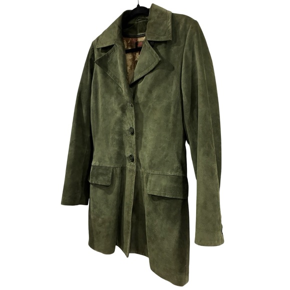 [s] DANIER Vintage Olive Suede Coat w/ Zip-Out Liner – Women’s Small like new - Picture 5 of 10